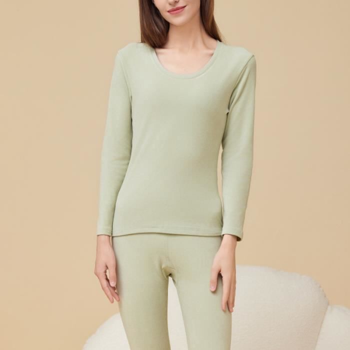 ENSEMBLE DE VETEMENTS Haut Thermique femme Maillot de Corps a Manches Longues sous Vetements Chauds Vert Vert Cdiscount Pret a Porter