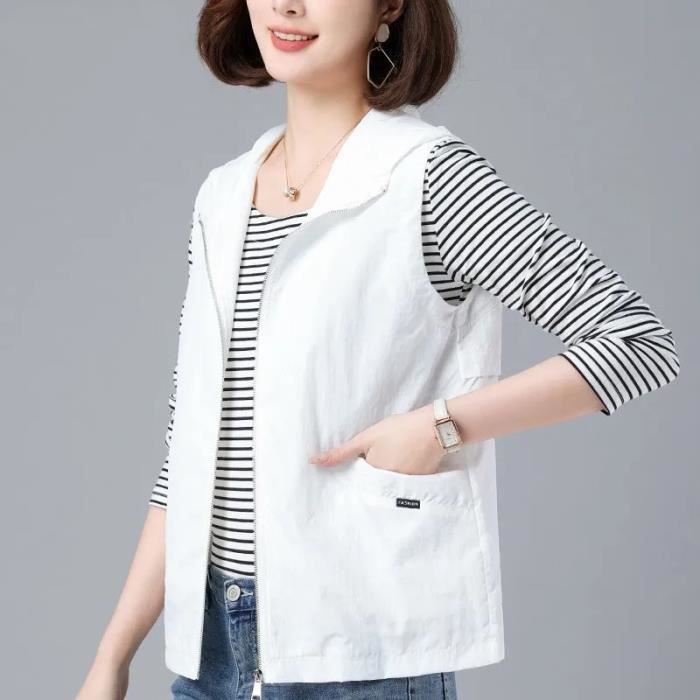 Gilet court à capuche femme store