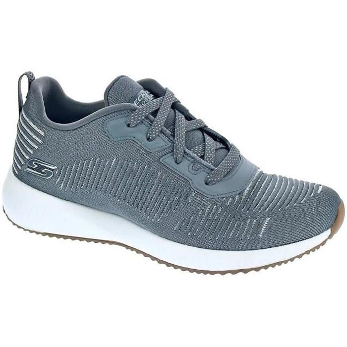 Baskets basses Skechers Bobs Squad Femme Gris Textile Gris