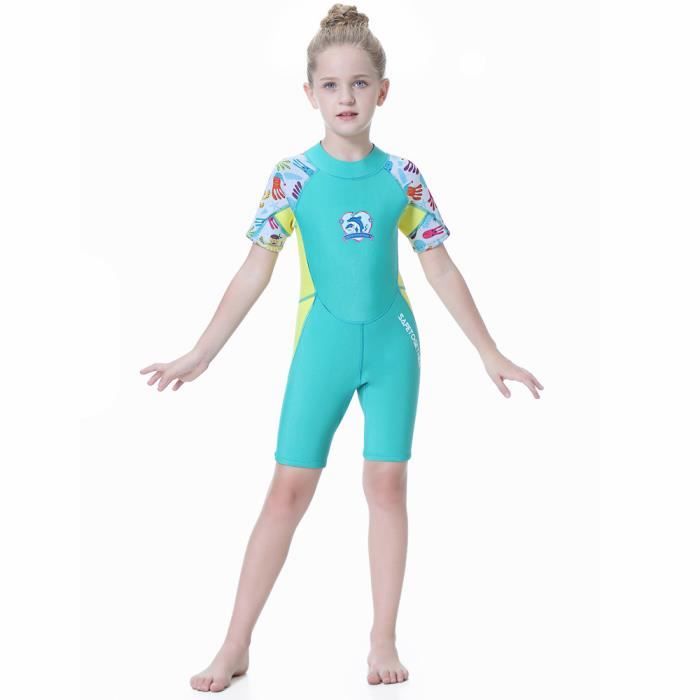 Combinaison De Plongee Natation Enfant Fille Anti Uv Contre Le Froid Manches Court Maillots De Bain Pour Plage Aviron Snorkeling Cdiscount Sport