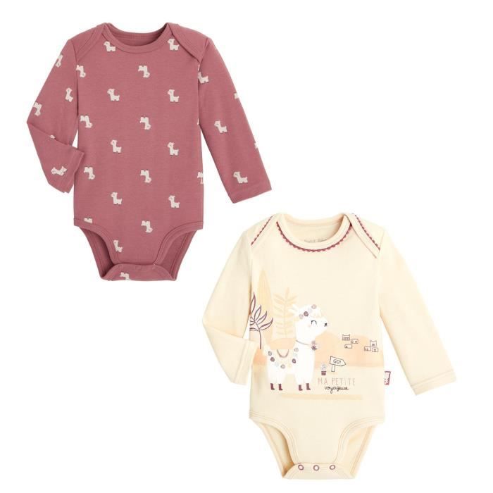 Lot De 2 Bodies Bebe Fille Manches Longues Zhao Terracotta Cdiscount Pret A Porter