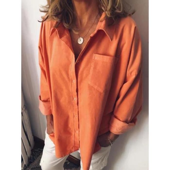Chemise manches longues orange femme | Bréal