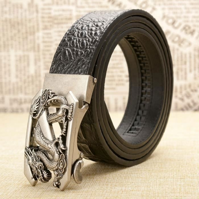 Largeur 120 CM Ceinture a motif Crocodile pour homme accessoire de luxe avec boucle automatique nouveaute disponible en quatre Silver buckle black Cdiscount Pret a Porter