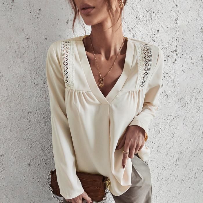 Chemisier Col En V Pour Femme Chic Chemise Manche Longue
