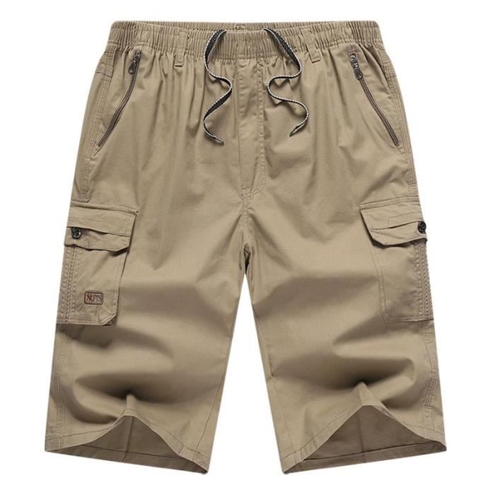 Pantacourt Long Coton Élastique Uni Femme - Confort Plage, Loisirs & Été, Légèreté Et Style Décontracté