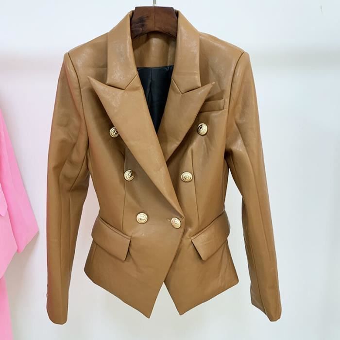 Manteau Veste en cuir synth tique marron chocolat veste de