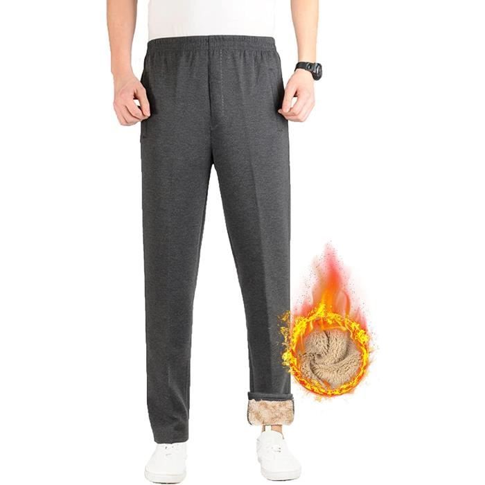 Pantalon de Jogging Homme Pantalon Polaire Ultra Chaud Gris