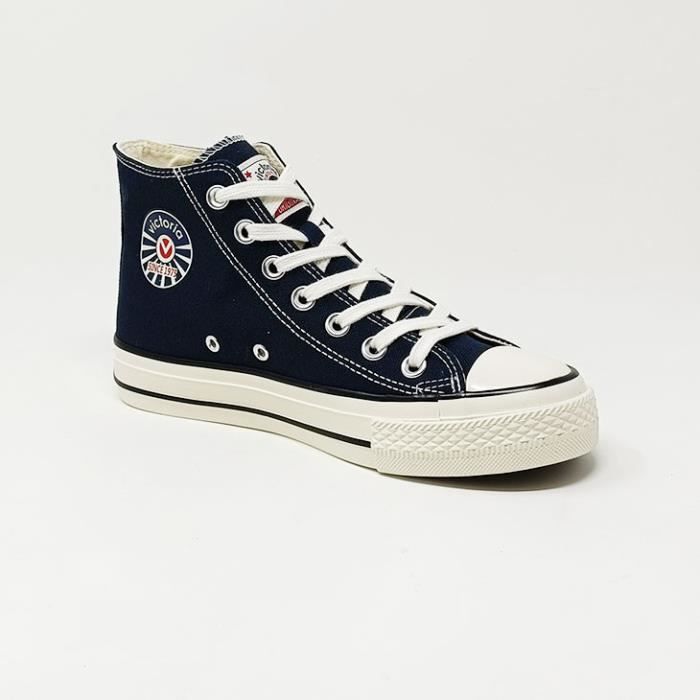 Baskets montantes en toile pour femme VICTORIA Blanc Lacets