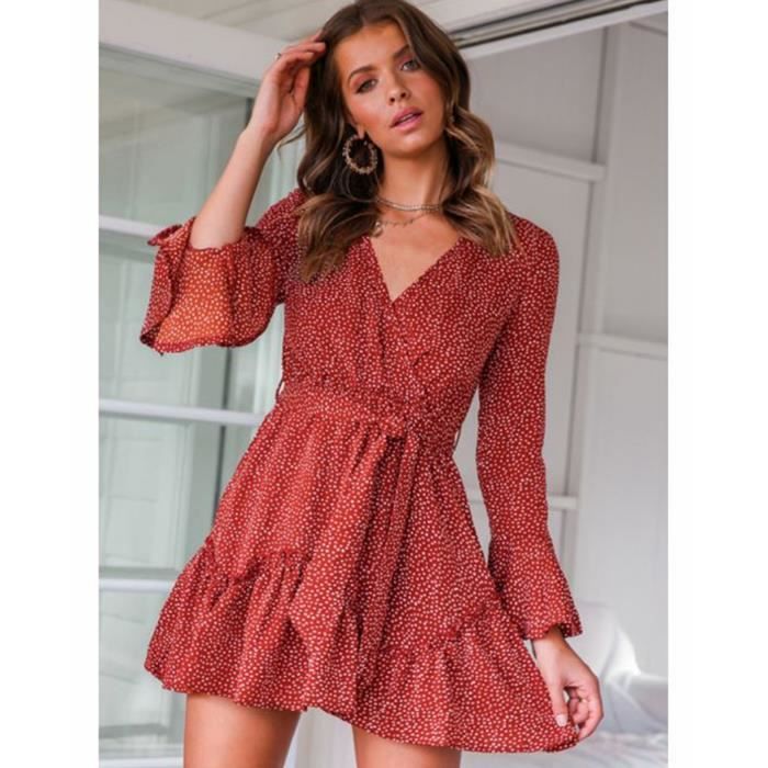 Robe portefeuille manches longues on sale