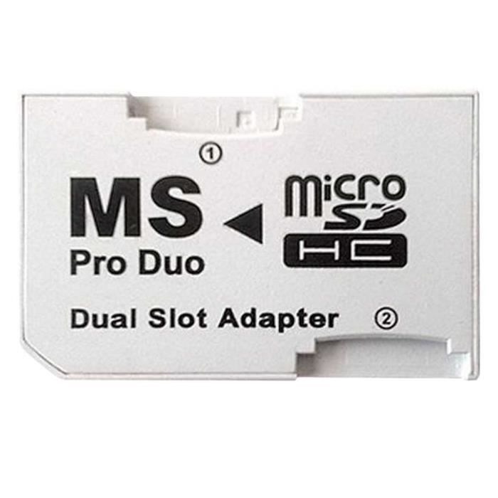 OCIODUAL Double Emplacement Micro SD SDHC TF Vers Memory Stick MS Pro Duo Adaptateur Compatible avec PSP