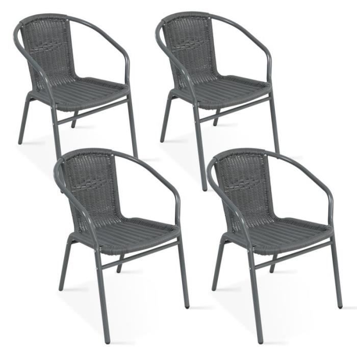 Fauteuil De Jardin En Aluminium Et Resine Chaise Bistrot Terrasse Structure Couleur Gris Mobilier Chr Lot De 4 Achat Vente Ensemble Table Et Chaise De Jardin Fauteuil De Jardin Aluminium Cdiscount