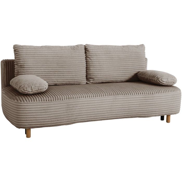 Canapé convertible - 3 places - PYLA - Tissu velours Marron glacé - Coffre - 203 x 95 x 89 cm