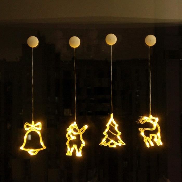 LED Light String Père de Noëlle Cloche & Cerf et Arbre,avec ventouse