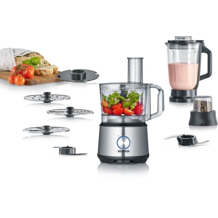 severin km3892 robot multifonctions - 1200 w - inox et noir - blender 1,5 l - 2 vitesses + pulse