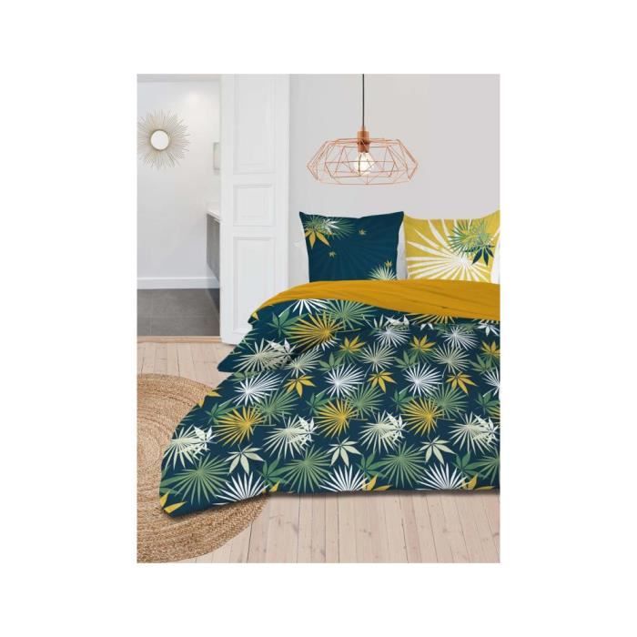 Parure Housse De Couette En Coton 57 Fils Cm2 Exotique Bleu Par Soleil D Ocre Achat Vente Housse De Couette Et Taies Cdiscount