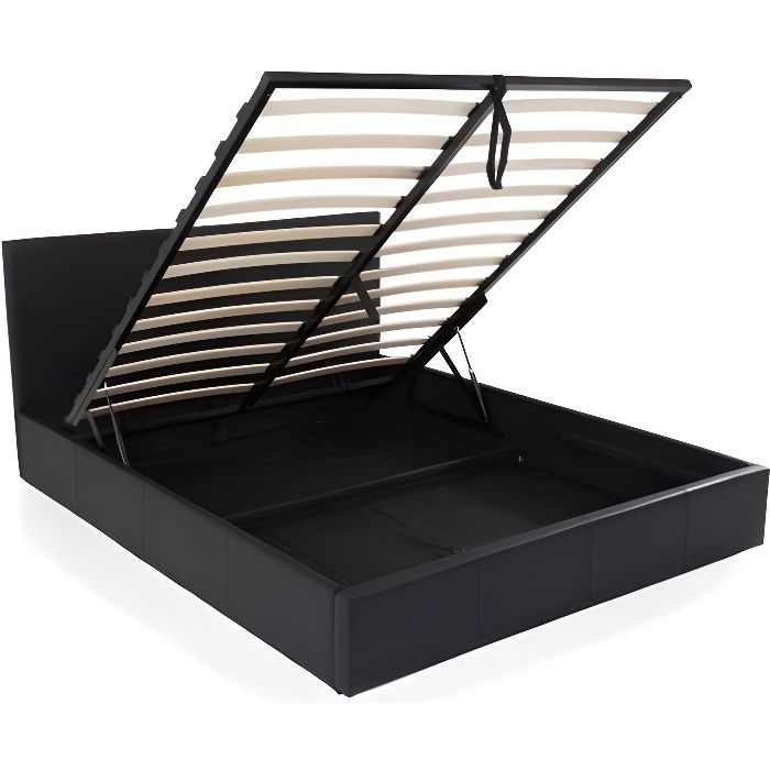 stona lit coffre 160x200 noir cdiscount maison