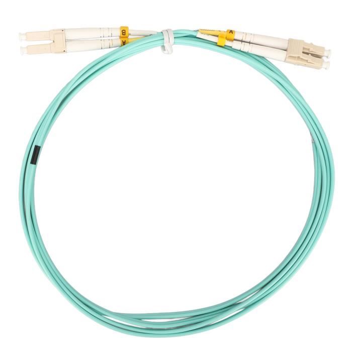 DIGITUS Câble Fibre Optique OM3 Duplex ST-ST 2m - Multimode 50/125 Turquoise Haute Performance 10/40/100G