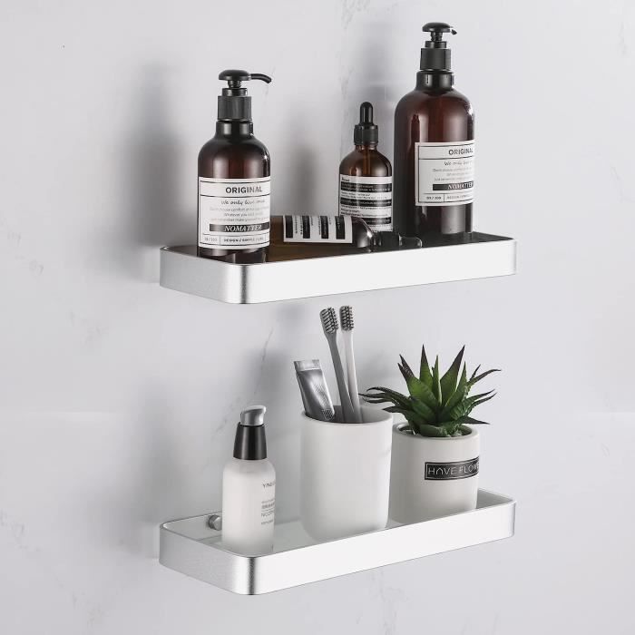 Cooeco Étagère De Douche Sans Perçage 2 Pièces - Noir - En Acier Inoxydable - Avec Porte-savon Et Crochets