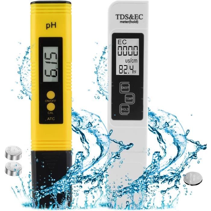 Aideepen Testeur pH Mètre électronique, TDS pH EC Température Testeur de pH précision de 0,01 ph +-- 2% de précision de Lecture 140
