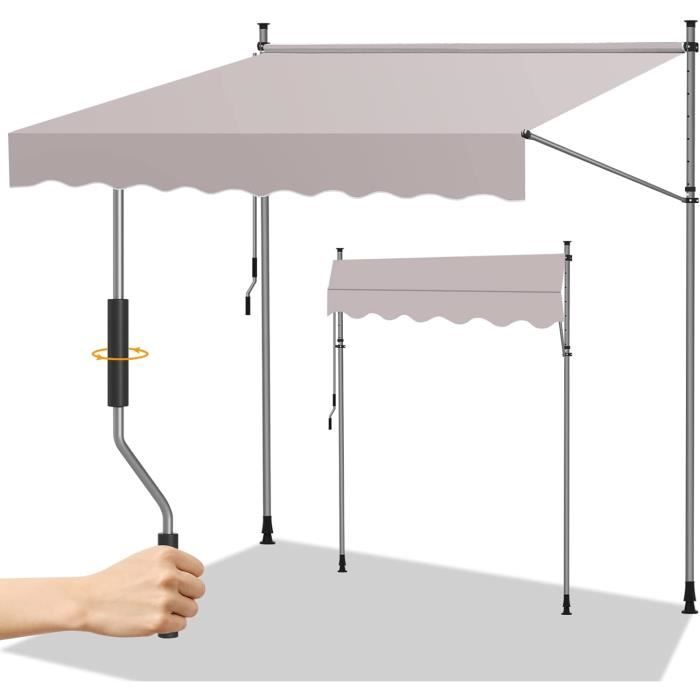 Store Banne Rétractable SONGMICS 350x120cm - Manuel Avec Manivelle - Réglable Hauteur 220-300cm - Pour Balcon/Jardin