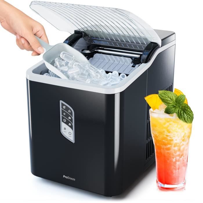 Machine à Glaçons Pro Breeze - 15kg/24h, 2 Tailles De Glaçons - Réservoir 2L, Autonettoyante