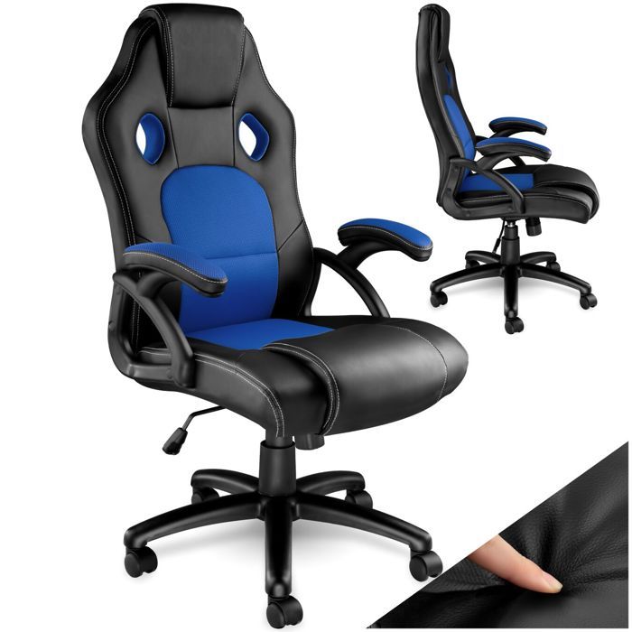 TecTake Chaise gamer TYSON - noir/bleu