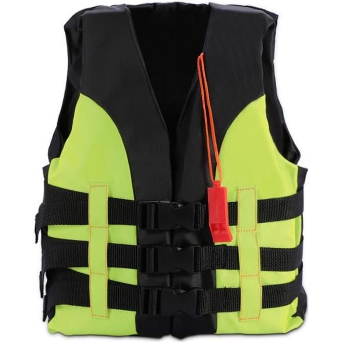 Comparer les prix de Gilet de sauvetage Veste de sauvetage à la dérive en bateau de navigation avec sifflet pour enfant (Vert, 5-12 ans)-HUA