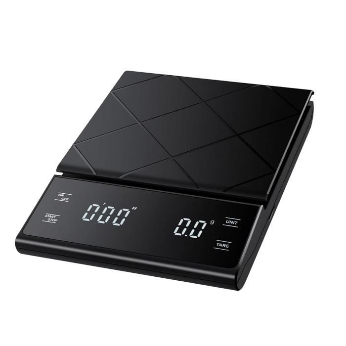 Bilancia Digitale Da Cucina E Caffè Con Timer - 3kg/0,1g - Touch Screen LED, Unità G/oz/ml, Spegnimento Automatico - Batterie Incluse
