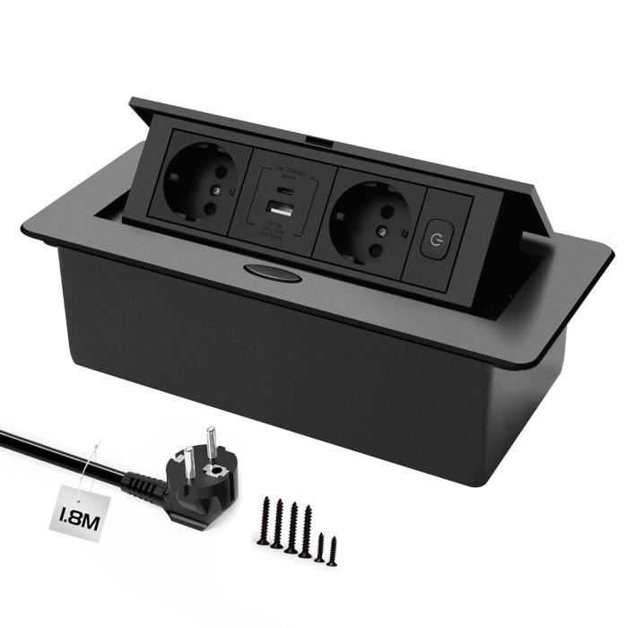 Prise Encastrable De Bureau Avec Port USB - Modèle Coulissant Rond, Marque Revolt, Neuf
