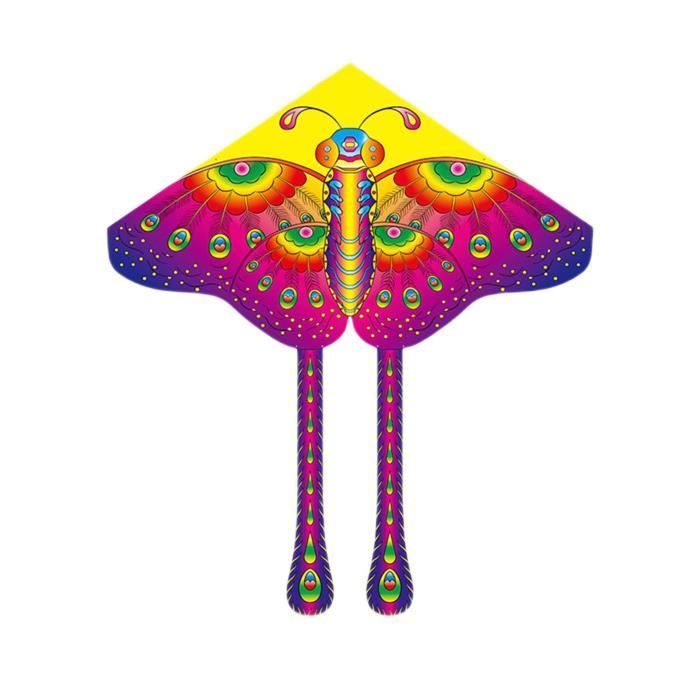Cerf-Volant Papillon Bleu 140x70 Cm – Kit Débutant Avec Queue De 400 Cm – Pour Enfants Et Adultes – Plage, Parc, Herbe