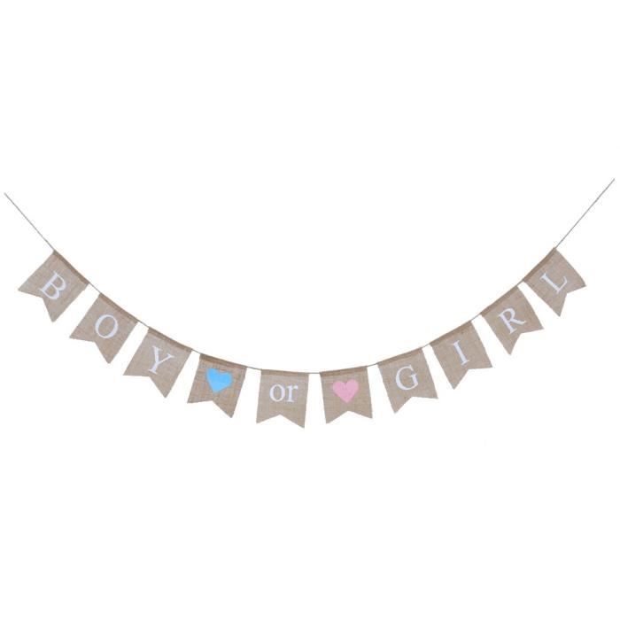 Xm7876 280 Boy Or Girl Guirlande Toile De Jute Banderole Banniere Decor Baby Shower Cdiscount Maison