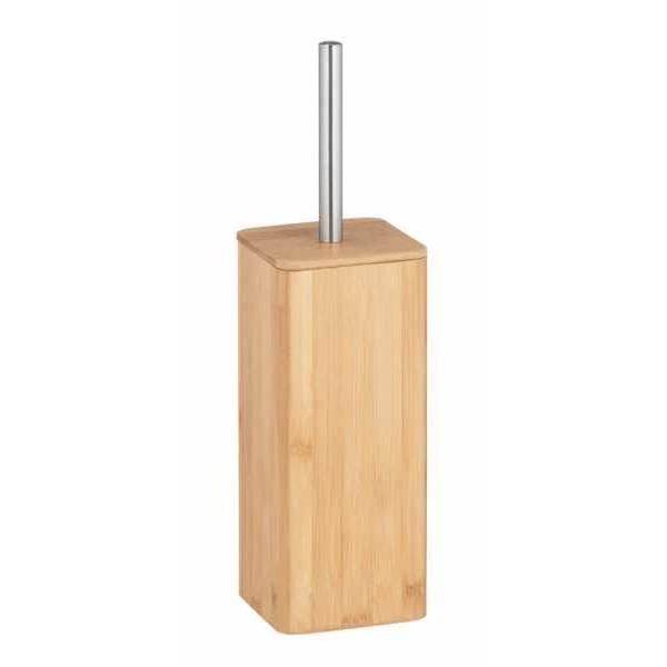 Porte brosse WC bois bambou, Brosse WC noire, bois bambou, 10,1x37