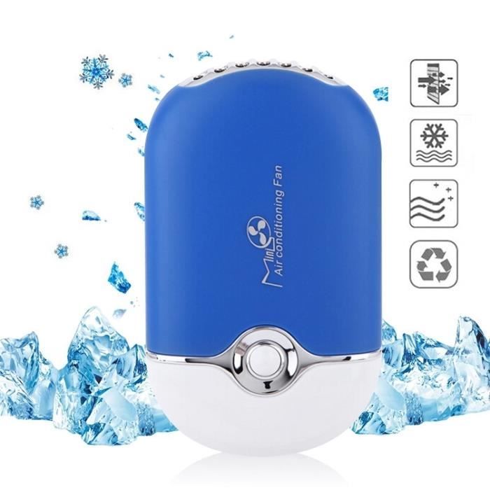 Ventilateur électrique bleu Portable Mini USB Charge Climatiseur Réfrigération Petit de poche Autre - Wewoo