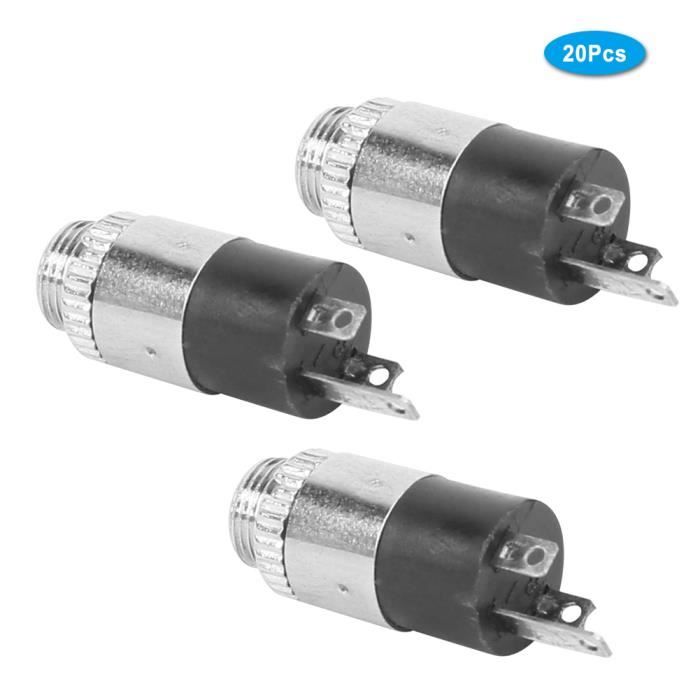 5 Prises Jack Audio 3.5mm Panneau - Connecteur Stéréo 3 Pôles Noir Avec Écrou - Pour Montage Soudure