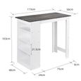 115 X 50 X 103cm Table de Bar bistrot Table Haute de Cuisine comptoir de Bar  blanc mat et effet béton-1