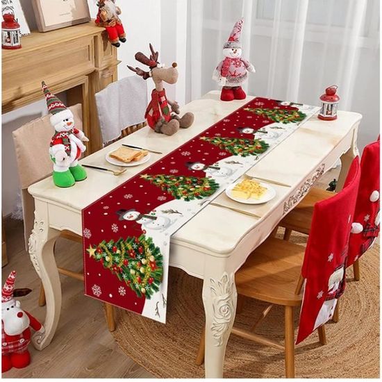 Chemin De Table Déco Noël Arbres Cerfs Chemin De Table Noël Bleu | Déco Table | Runner Collection Chemin De Table Polyester 240 Cm