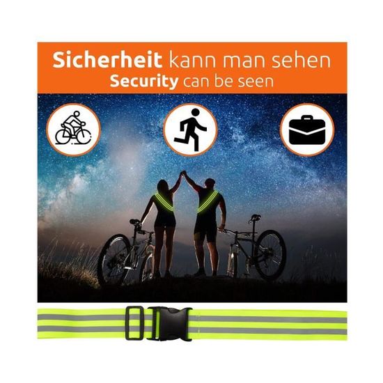 MIVAIUN Lot De 2 Ceintures Réfléchissantes Réglables Pour Course Et Vélo - Haute Visibilité Nocturne