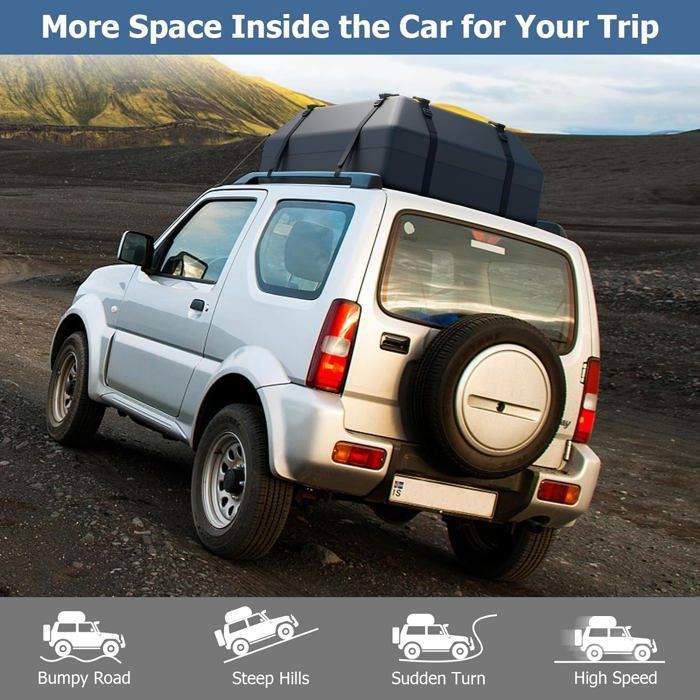 Coffre Toit Voiture FANTASK 400L - Sac Bagages Imperméable Avec Sangles