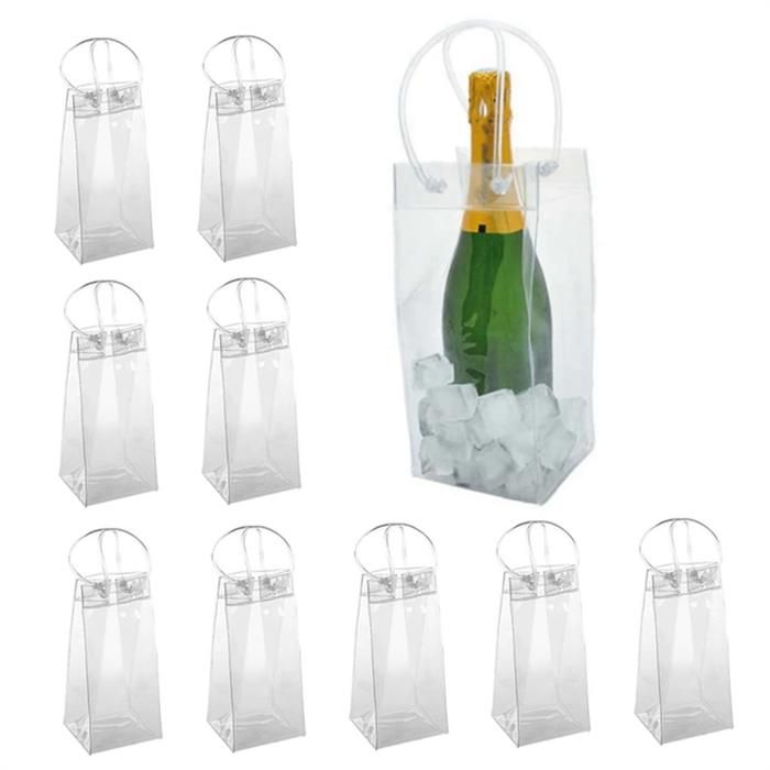 10 PièCes Sac Isotherme pour Bouteille de Vin en PVC Transparent Sac