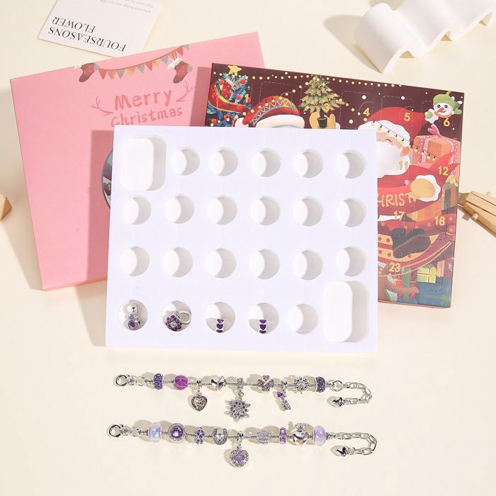 WEVOL Calendrier De L'Avent 2025 – Kit Bracelet Bijoux DIY Fille 5-12 Ans – 24 Charms Surprise