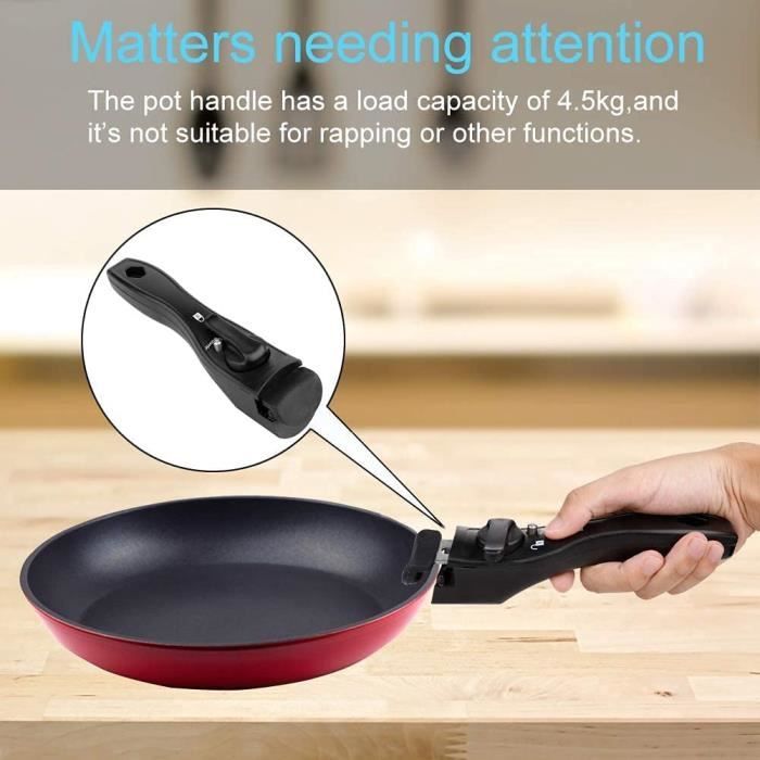 Poignée Amovible Noire En Bakélite - Universelle Pour Casseroles Et Poêles - Avec Vis Incluses