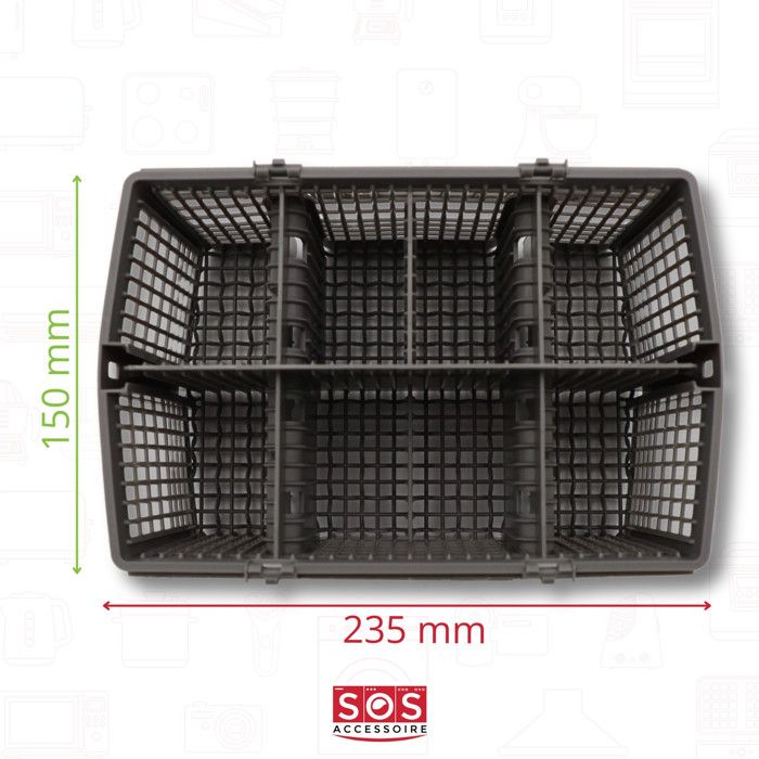 Panier à Couverts Lave-vaisselle Universel – Compatible Bosch, Siemens, Neff… – 24x13,9x12,4 Cm, Poignée Amovible - 6