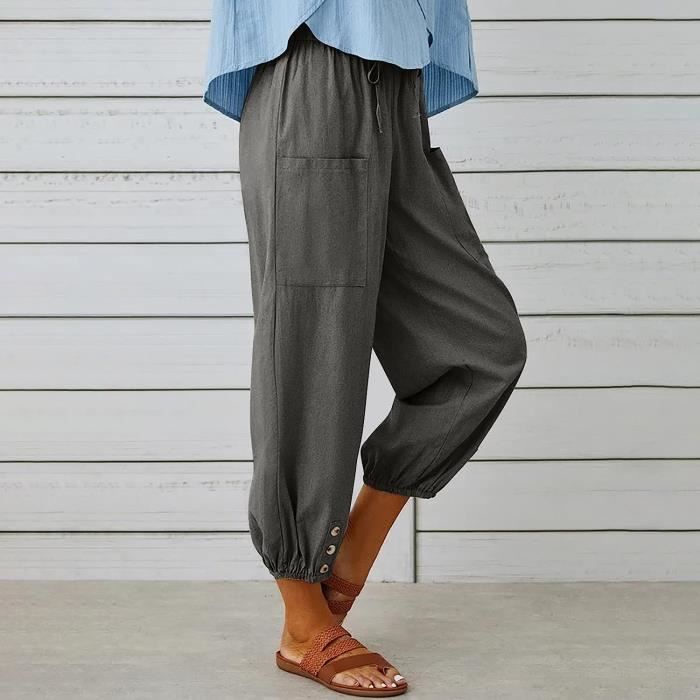 Pantalon leger femme taille élastiquée sale