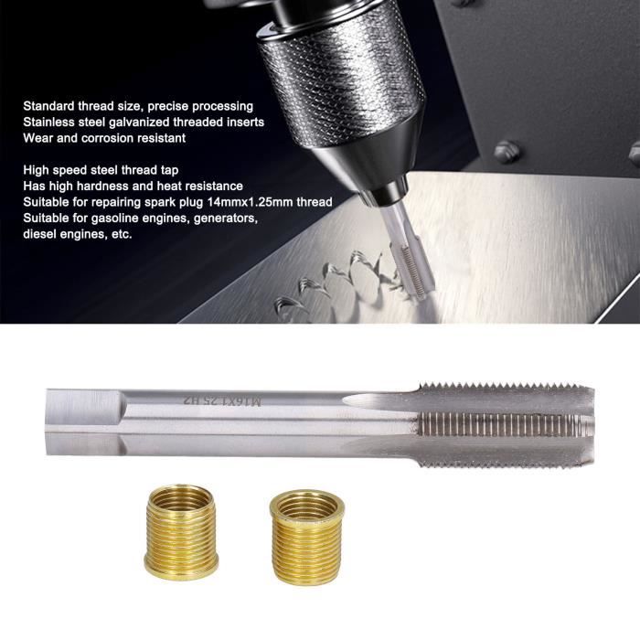 Kit Taraudage Yosoo - Kit Réparation Filetage Bougie M14 (5 Pièces) - Taraud Et Inserts Pour Bougies D'Allumage Bougie Iridium