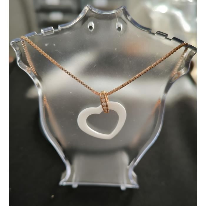 Collier Femme Cœur Plaqué Or 750/000 - Longueur 45 Cm - Neuf Avec étiquettes