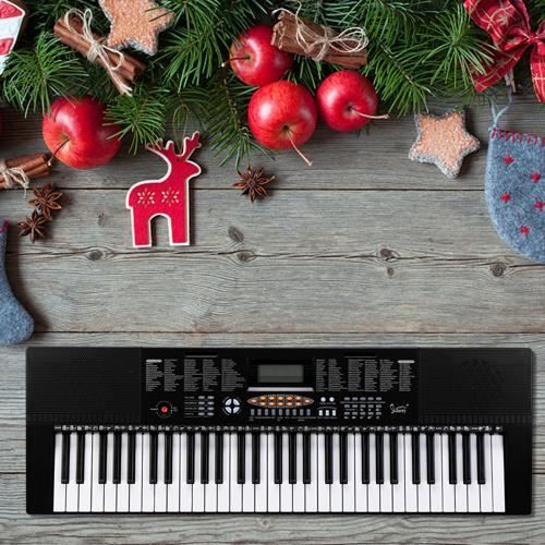 Clavier Piano électronique 61 Touches CAHAYA - Kit Complet Débutant Avec Support, Tabouret, Micro Et Haut-parleurs, 3 Modes D'apprentissage