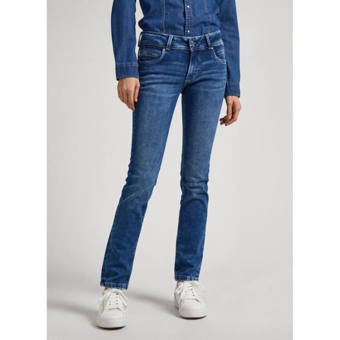 Jean femme Pepe Jeans New Brooke coupe droite bleu moyen taille 32x32 Cdiscount Pret a Porter