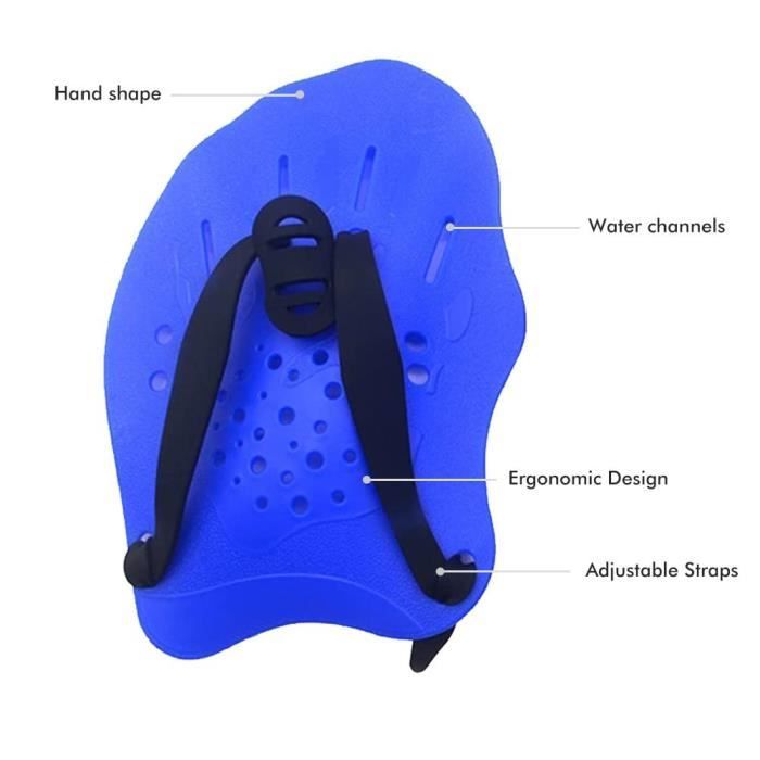 Entrainement Nage Puissance Palmes De Natation Pour Mains - Pagaies Réglables - Entraînement, Plongée, Snorkeling (Taille L - Bleu) Pagaies Natation Entraînement Plongée