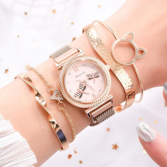Montre femme bracelet acier rose sales