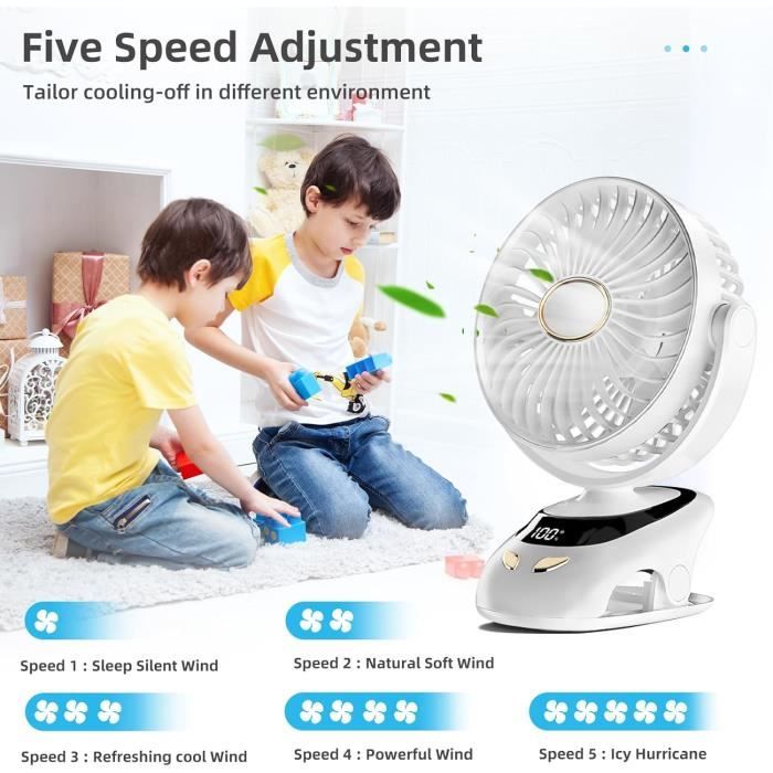 VENTILATEUR ÉLECTRIQUE PORTABLE à clipser avec débit d'air réglable VENTILATEUR ÉLECTRIQUE PORTABLE à clipser avec débit d'air réglable